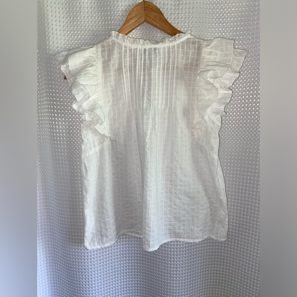 Women's Sam Edelman‎ white Rey Cotton Ruffle-Sleeve Blouse size small - Picture 8 of 11